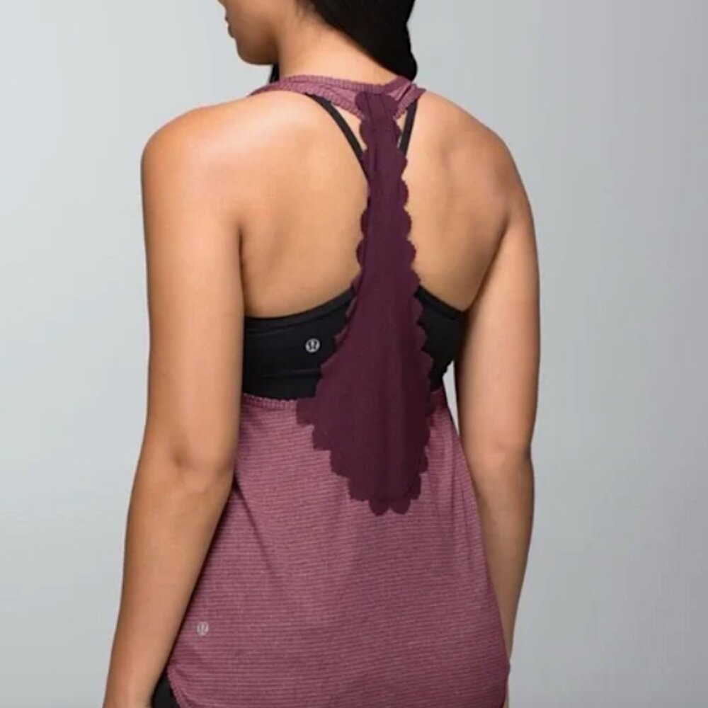 Lululemon 105 F Singlet Laser Cut Tank Heathered Bordeaux Drama Maroon Size 6